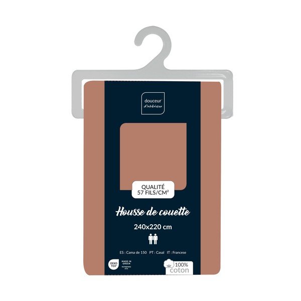 Bavlnená obliečka na perinu na dvojlôžko/predĺžená v lososovej farbe 240x220 cm Lina – douceur d'intérieur-image-2