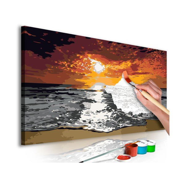 DIY set na tvorbu vlastného obrazu na plátne Artgeist Flames Sky, 80 × 40 cm
