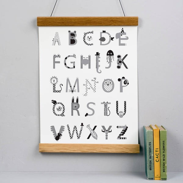 Plagát Alphabet Grey, 30x40 cm
