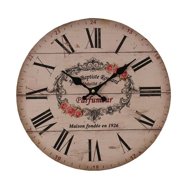 Ružové hodiny Antic Line Parfumer, ⌀ 34 cm