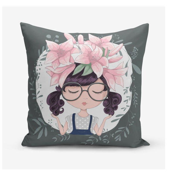 Obliečka na vankúš s prímesou bavlny Minimalist Cushion Covers Flower and Girl, 45 × 45 cm