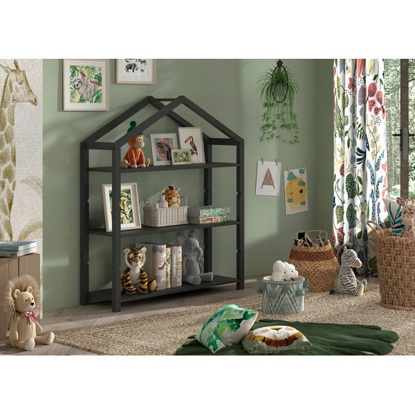 Antracitová detská knižnica z borovicového dreva 111x141x40 cm Dallas – Vipack-image-1