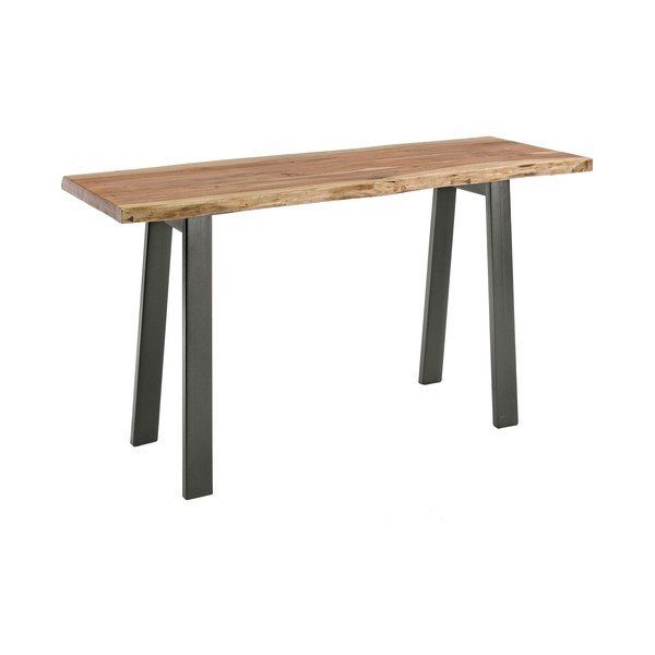 Čierny/v prírodnej farbe konzolový stolík s doskou z akácie 45x130 cm Aron – Bizzotto-image-2