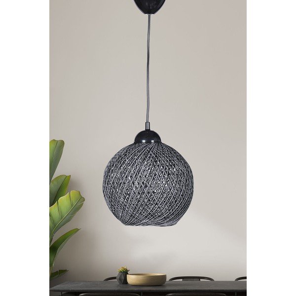 Čierno-sivé závesné svietidlo s textilným tienidlom ø 22 cm – Opviq lights-image-1