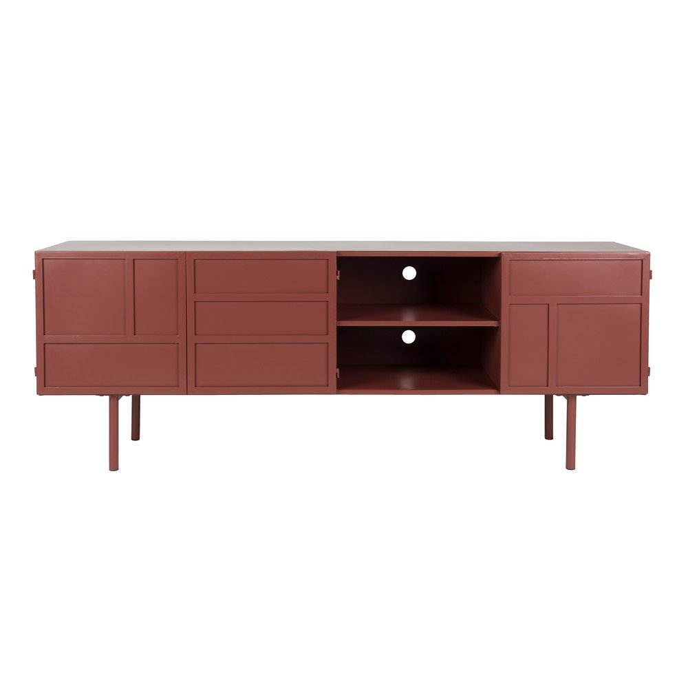 E-shop Červený kovový TV stolík 160x58x36 cm Davis – White Label