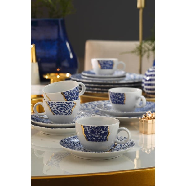 Biele/modré porcelánové šálky v súprave 6 ks 0.9 l – Hermia-image-1