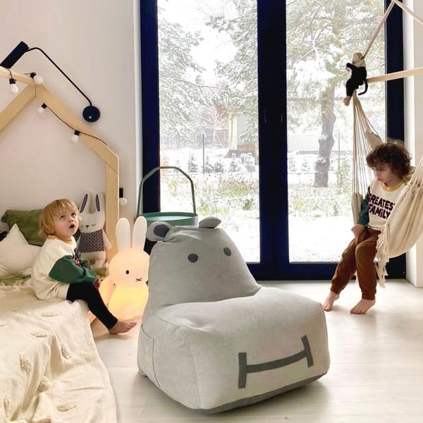 Svetlosivý detský sedací vak Hippo – The Brooklyn Kids-image-3