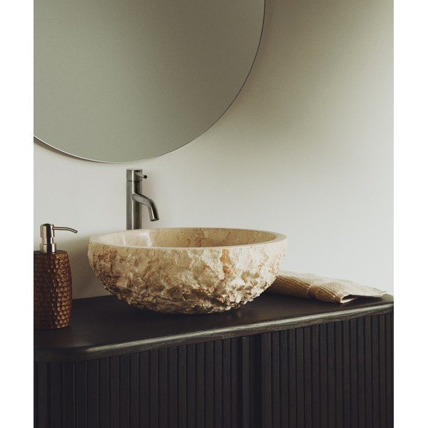 Béžové kamenné okrúhle umývadlo ø 40 cm Orvane – Kave Home-image-1
