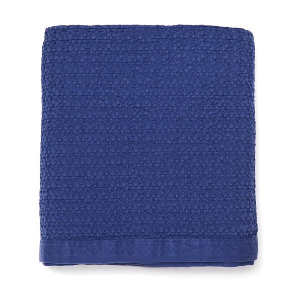 Modrá prikrývka cez posteľ z čistej bavlny Casa Di Bassi, 150 x 200 cm