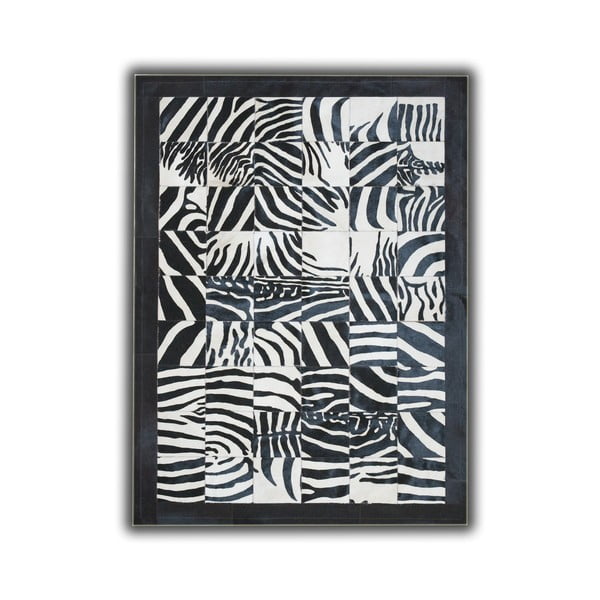 Koberec z pravej kože Zebra Border, 140x200 cm