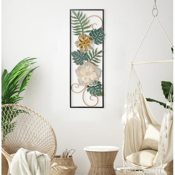 Kovová závesná dekorácia so vzorom kvetín Mauro Ferretti Campur -A-, 31 x 90 cm-image-1