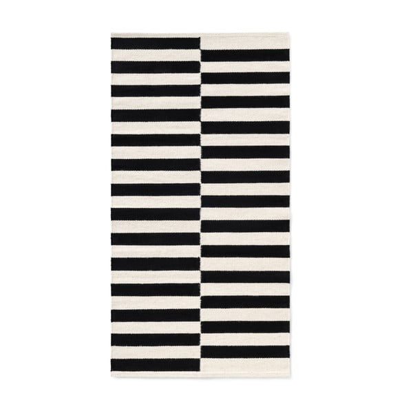 Čierno-biely obojstranný ručne tkaný vlnený koberec 80x150 cm Donna – Hanse Home