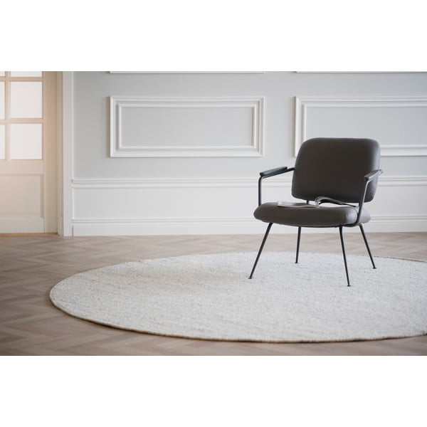 Svetlosivý vlnený okrúhly koberec ø 250 cm Auckland - Rowico-image-3