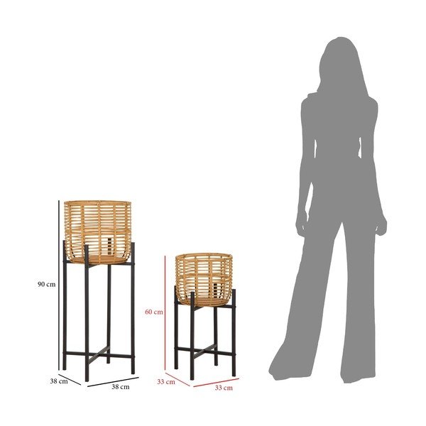 Súprava 2 ratanových stojanov na kvetináč Mauro Ferretti, výška 90 cm-image-2