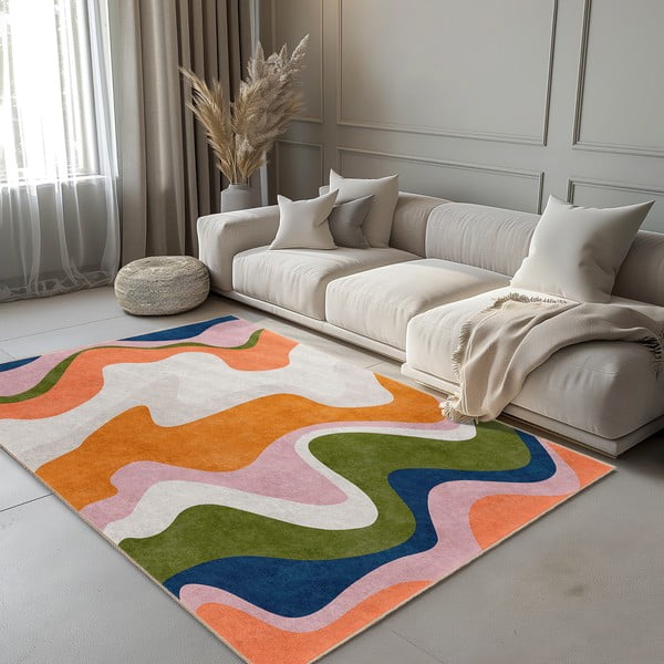 Oranžový prateľný behúň 60x230 cm Squiggly Orange – Mila Home-image-3