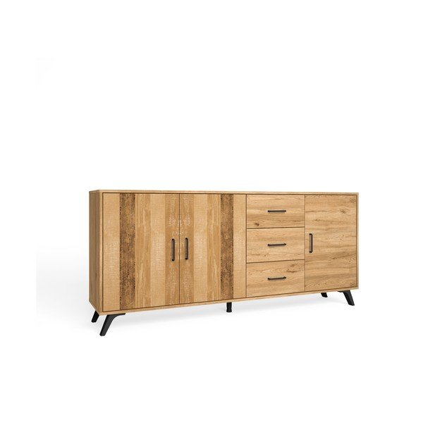 Nízka komoda v dekore duba v prírodnej farbe 181x81 cm Nordic – Marckeric-image-2