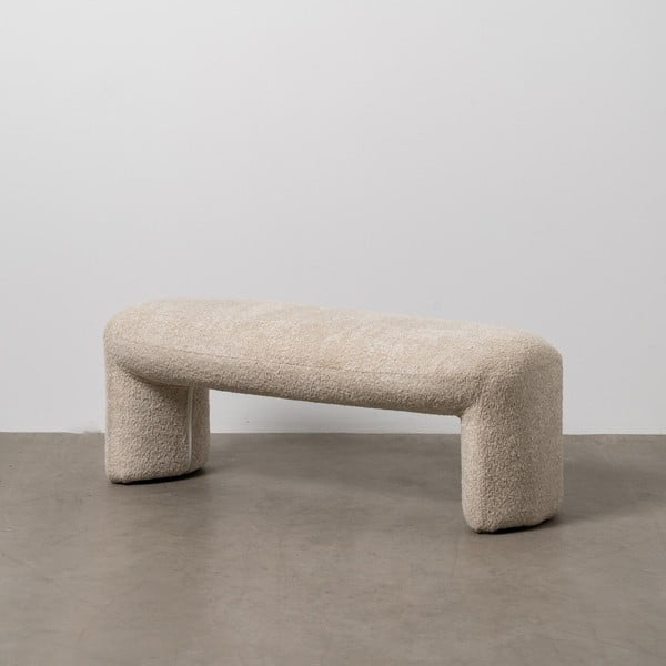 Béžová lavica z textílie buklé Suave – Ixia-image-1