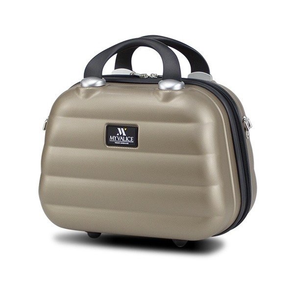 Dámský príručný cestovný kufrík v zlatej farbe My Valice SMART BAG RESSNO Make Up & Hand Suitcase