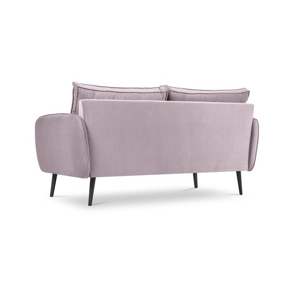 Svetloružová zamatová pohovka s čiernymi nohami Kooko Home Lento, 158 cm-image-3