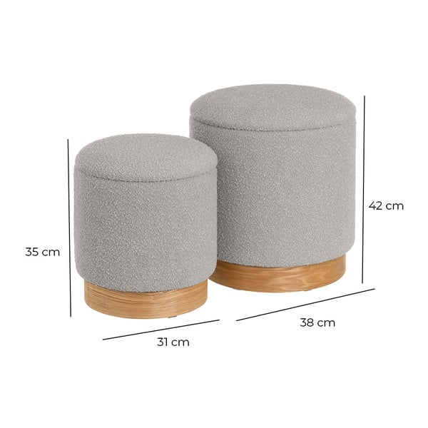 Svetlosivé taburety v súprave 2 ks z textílie buklé – Casa Selección-image-4