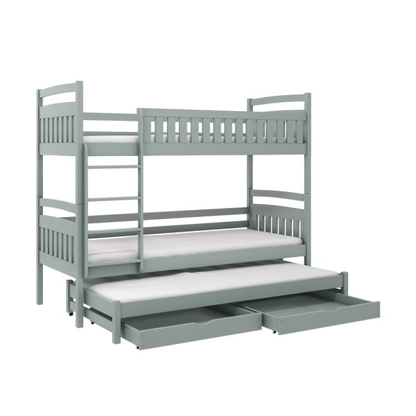 Sivá poschodová detská posteľ z borovicového dreva s úložným priestorom 90x190 cm Blanka - Lano Meble
