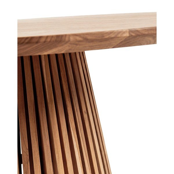 Okrúhly jedálenský stôl z tíkového dreva v prírodnej farbe ø 90 cm Jeanette – Kave Home-image-2