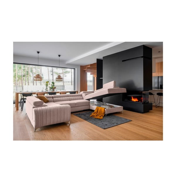 Ružová rozkladacia/s úložným priestorom rohová pohovka (pravý roh/do tvaru "U") Louis – ELTAP-image-2