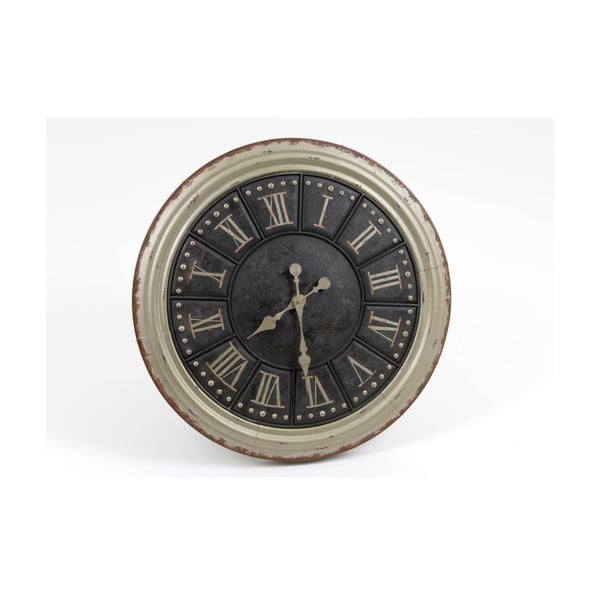 Hodiny Silver Black Clock, 60 cm