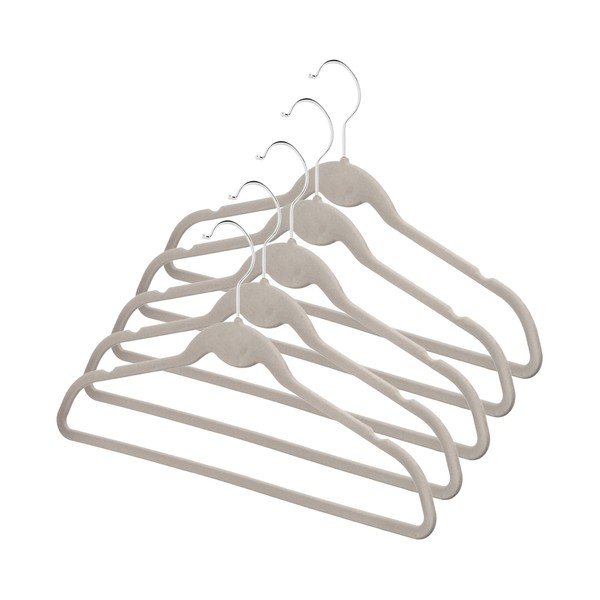 Súprava 5 béžových detských vešiakov so zamatovým povrchom Compactor-image-2