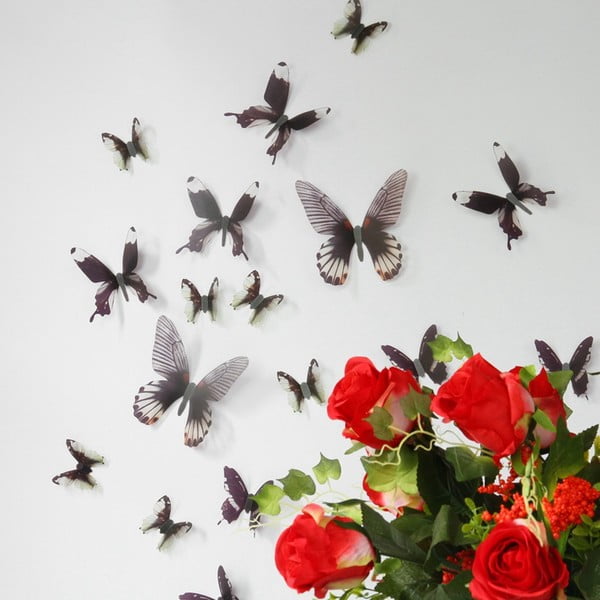 Trojrozmerné samolepky motýlikov Walplus Streak Butterfly Black