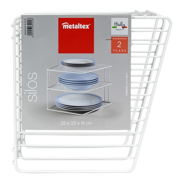 Biela oceľová prídavná polička 25x25 cm Silos – Metaltex-image-3
