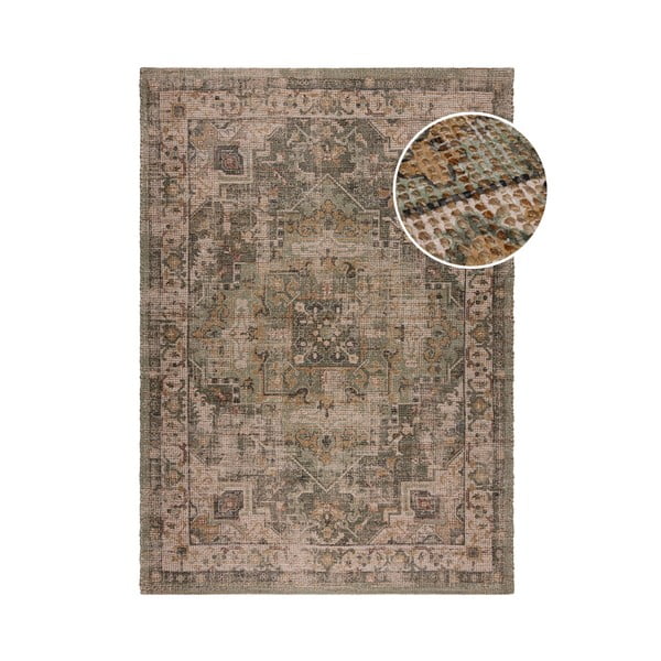 Kaki ručne tkaný koberec s prímesou juty 120x170 cm Selena Jute Traditional – Flair Rugs