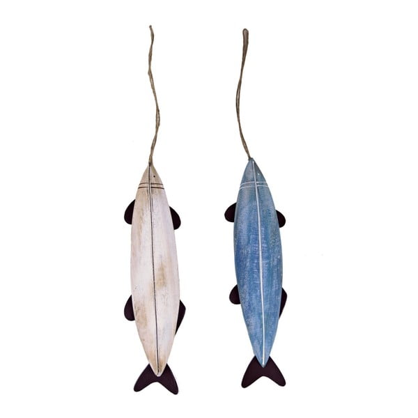 Sada 2 drevených závesných dekorácií Ego Dekor Fish, výška 11,5 cm