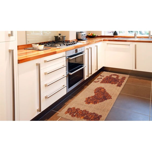 Vysokoodolný kuchynský koberec Love Coffee, 60x300 cm