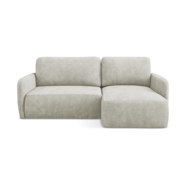 Krémová ženilková rozkladacia/s úložným priestorom rohová pohovka (pravý roh/s leňoškou) Lilo – Makamii