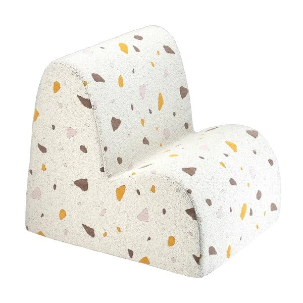 Biele detské kresielko z textílie buklé/ženilkové Terrazzo Cloud – Wigiwama