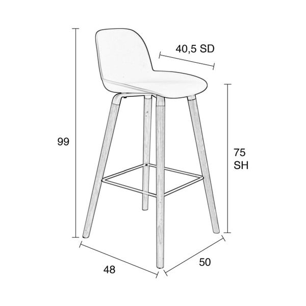 Sada 2 bielych barových stoličiek Zuiver Albert Kuip, výška sedu 75 cm-image-4