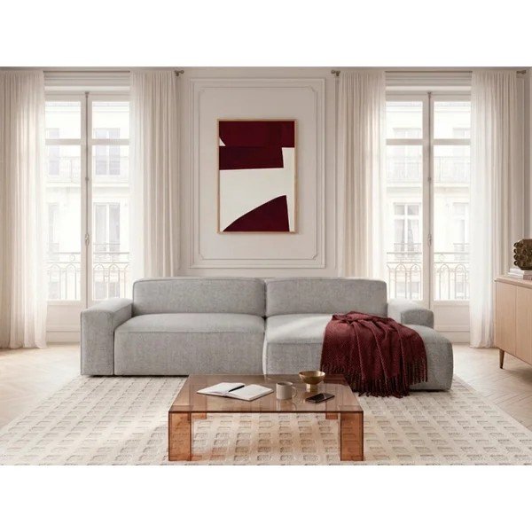 Sivá rozkladacia/s elektrickým výsuvom sedadla rohová pohovka (pravý roh) Abel – Bobochic Paris-image-1
