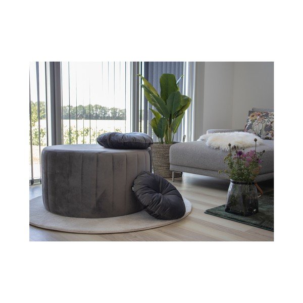 Sivý vankúš so zamatovým poťahom House Nordic Luso, ø 45 cm-image-1