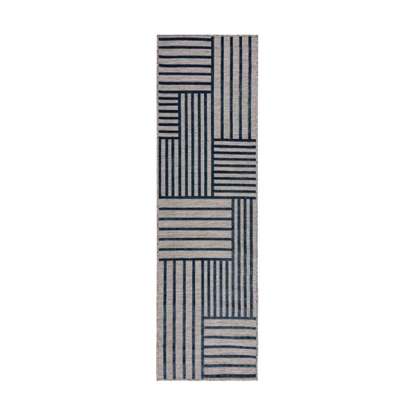 Tmavomodrý vnútorný a vonkajší koberec 66x230 cm Vigo Blocks – Flair Rugs