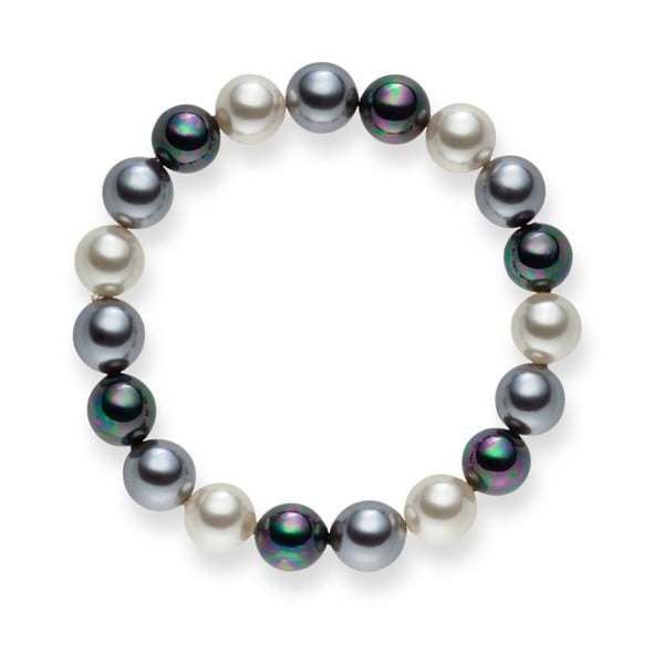 Perlový náramok Nova Pearls Copenhagen Brigitte Dark, dĺžka 19 cm