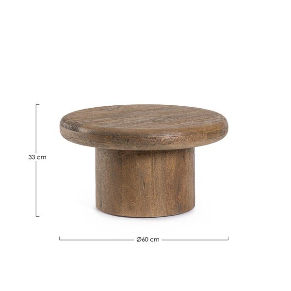 Okrúhly konferenčný stolík z mangového dreva v tmavo prírodnej farbe ø 60 cm Lopez – Bizzotto-image-3