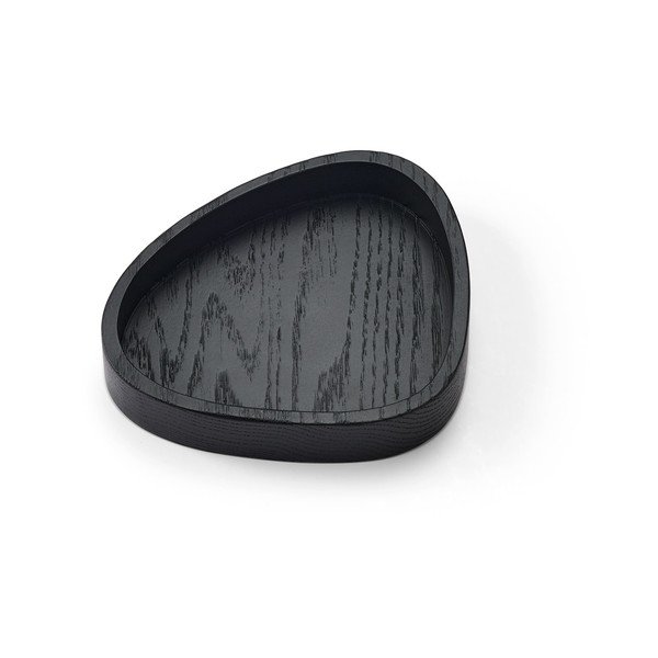 Čierny dekoratívny drevený úložný box 14x12,5x3 cm Curve S – LIND DNA-image-1