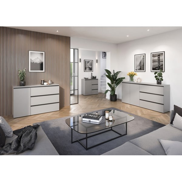 Sivá nízka komoda 135x91 cm Bastia – Germania-image-4