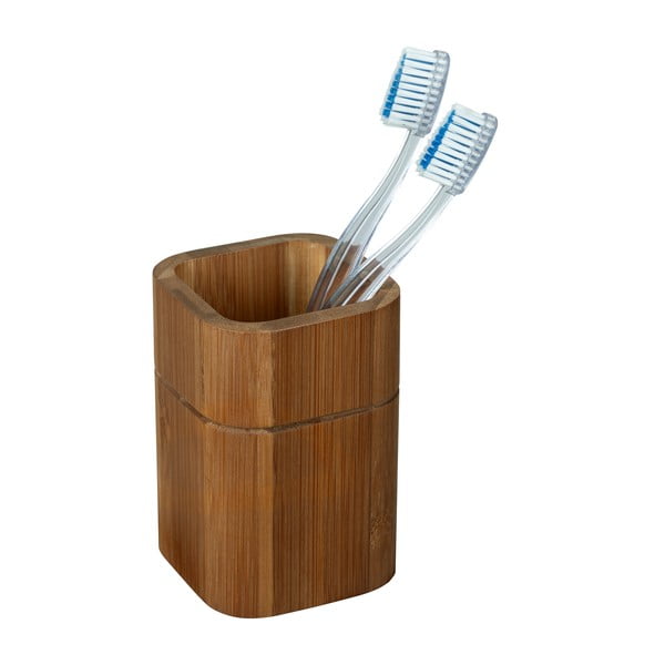 Hnedý bambusový téglik na zubné kefky Serro – Wenko-image-2