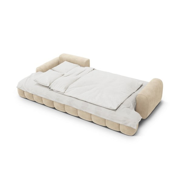 Béžová zamatová rozkladacia/s úložným priestorom rohová pohovka (ľavý roh/s leňoškou) Linz – Cosmopolitan Design-image-4