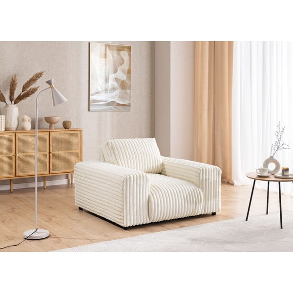 Krémové menčestrové kreslo Justin – Ropez-image-4