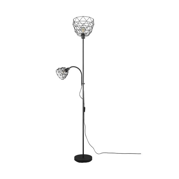 Čierna stojacia lampa s kovovým tienidlom (výška 180 cm) Haval – Trio-image-2