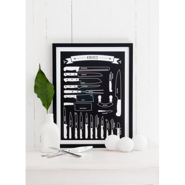 Čierny plagát Follygraph Knives, 40 x 50 cm