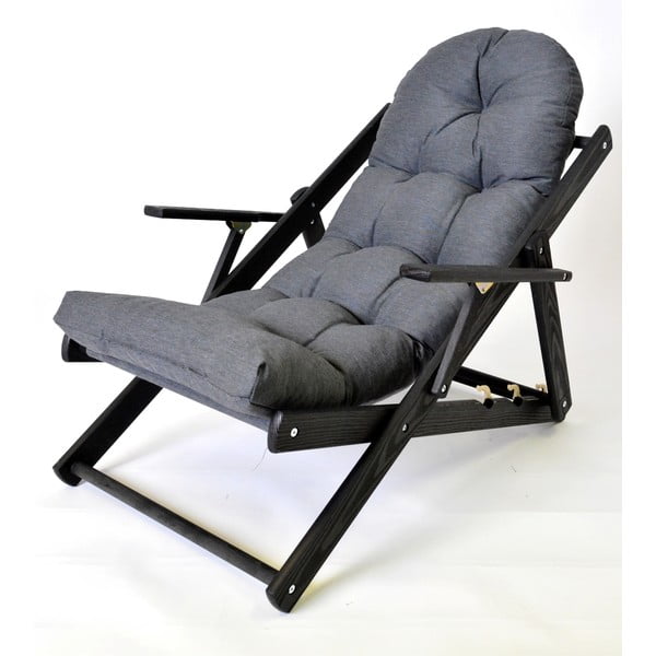 Tmavosivé drevené skladacie záhradné ležadlo Borneo – Rojaplast-image-1